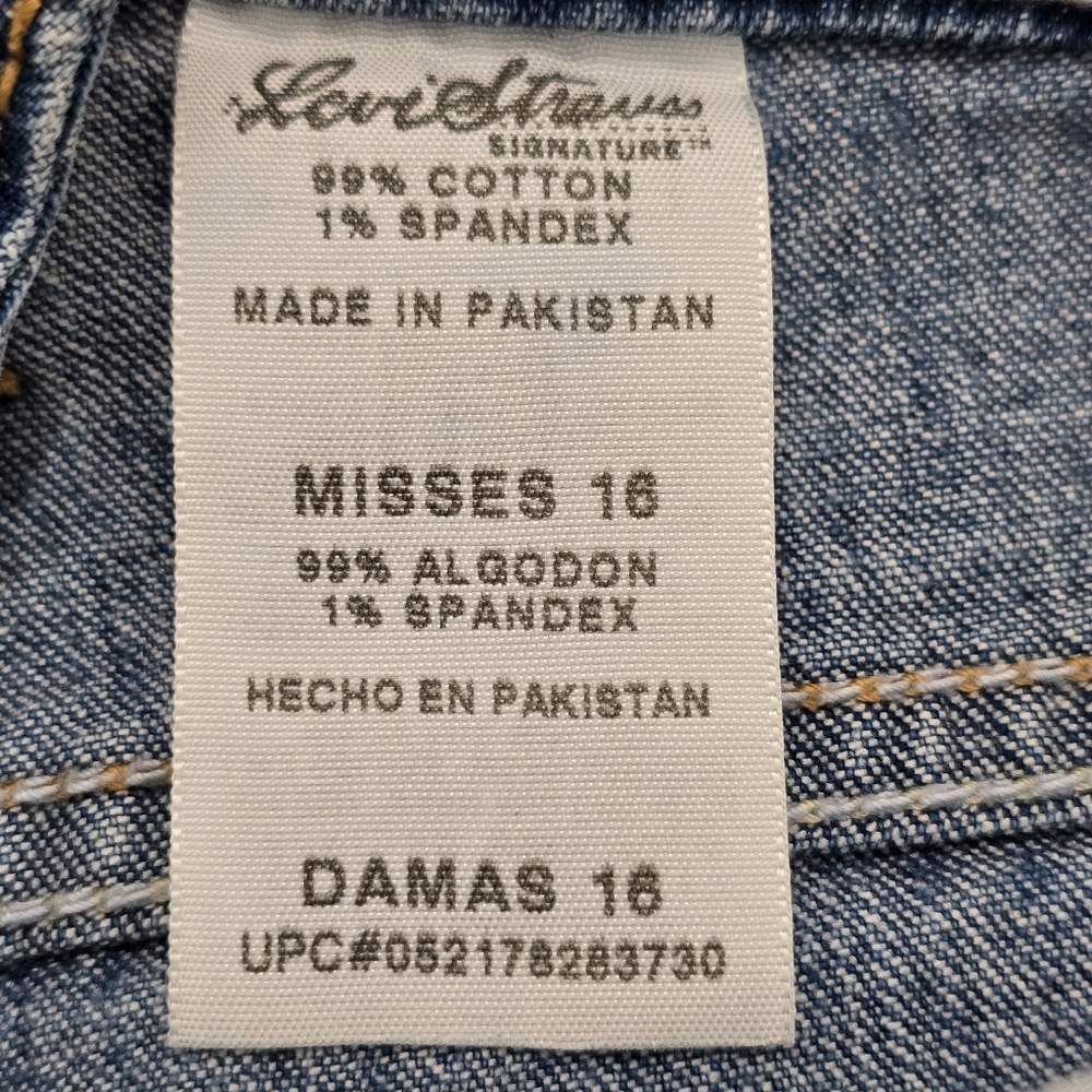 Levi's Signature Medium Wash Stretch Hi Rise Denim Jean Shorts Misses 16 - Picture 7 of 8